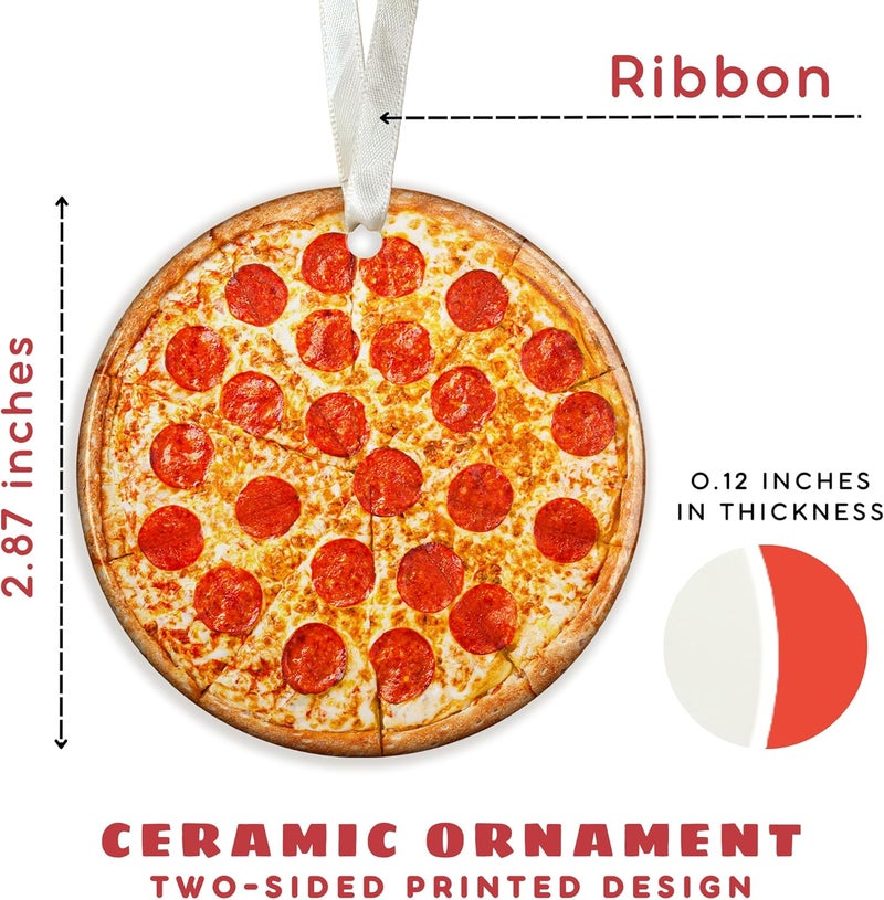 SUCHAGIFT Pizza Ornaments for Christmas Tree - Pizza Ornament - Food Lovers Gifts for Women, Men - Ceramic Christmas Hanging Ornament 2025 - Image 2